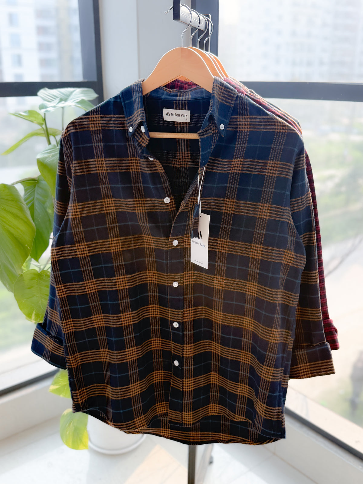 Gentle check shirt - Mustard Navy