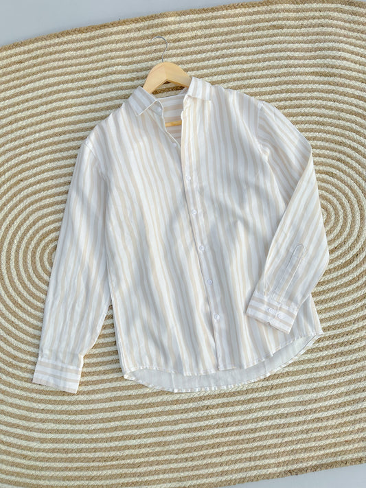 Gentle stripe shirt - Off white with Beige | FS107