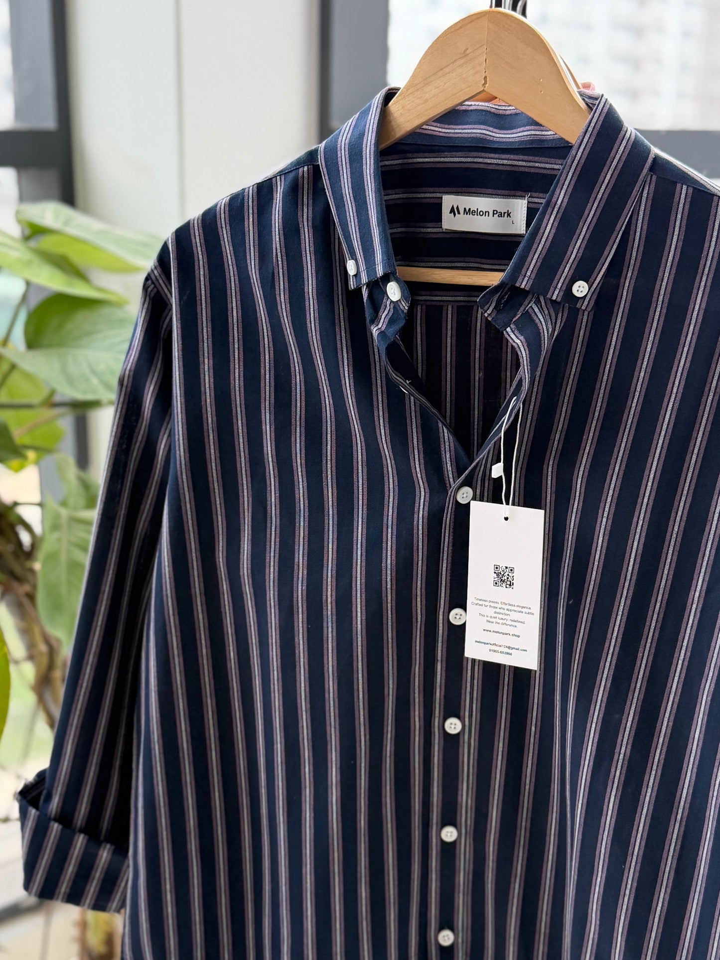 Gentle stripe shirt - Midnight Chalk stripe