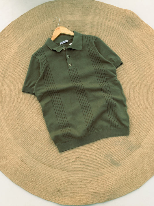 Velour Knit polo - Olive
