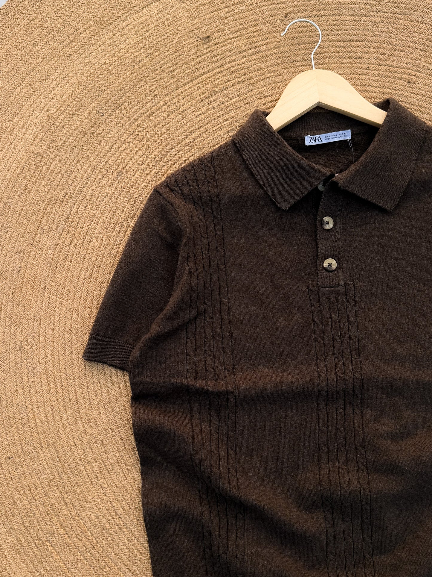 Velour Knit polo - Dark Chocolate