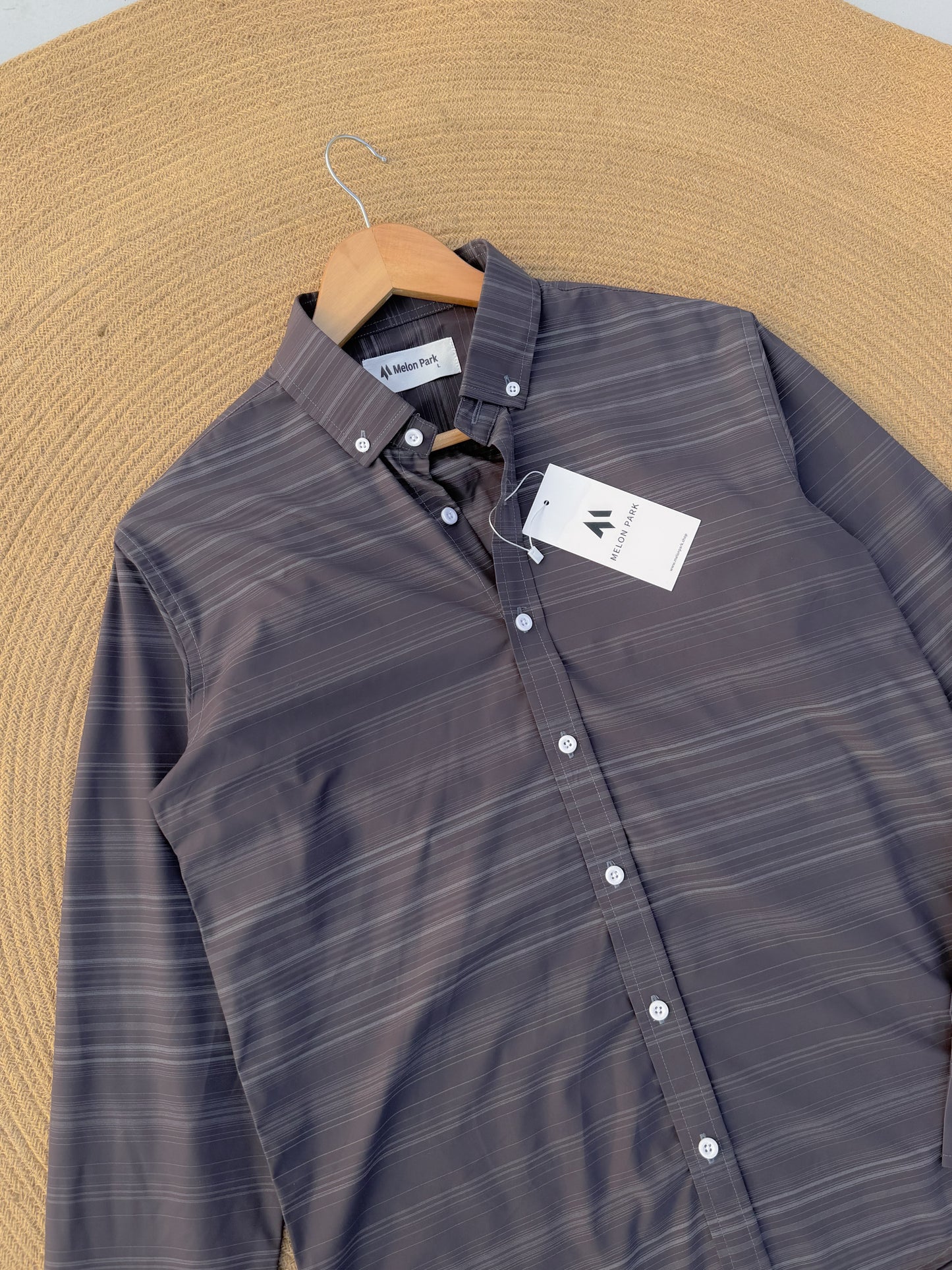 Old Money full sleeve shirt - Charcoal micro stripe
