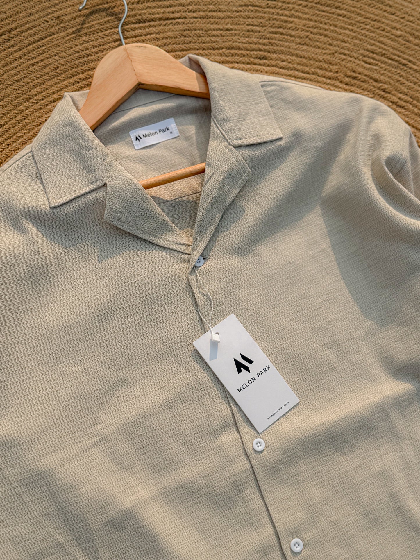 Drop-shoulder Cuban full sleeve shirt - Crafted Off White