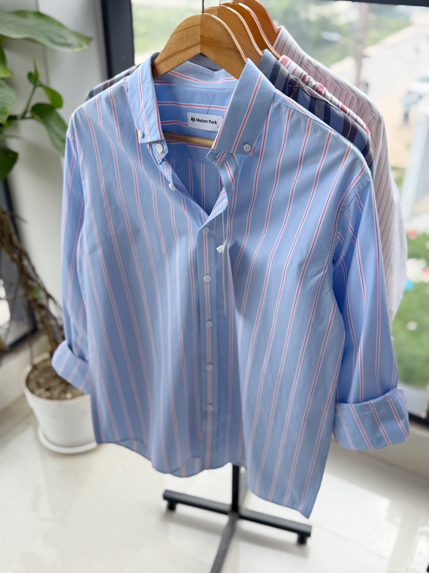 Gentle stripe shirt -Sweet Sky