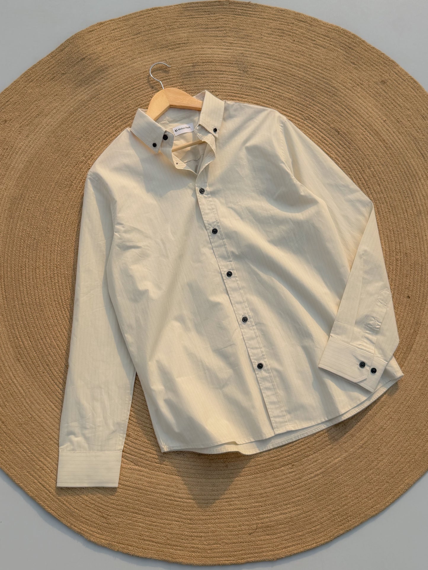 Old Money full sleeve shirt - Ivory Pinstripe