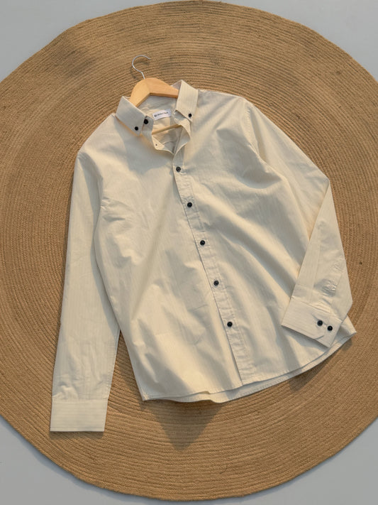 Old Money full sleeve shirt - Ivory Pinstripe