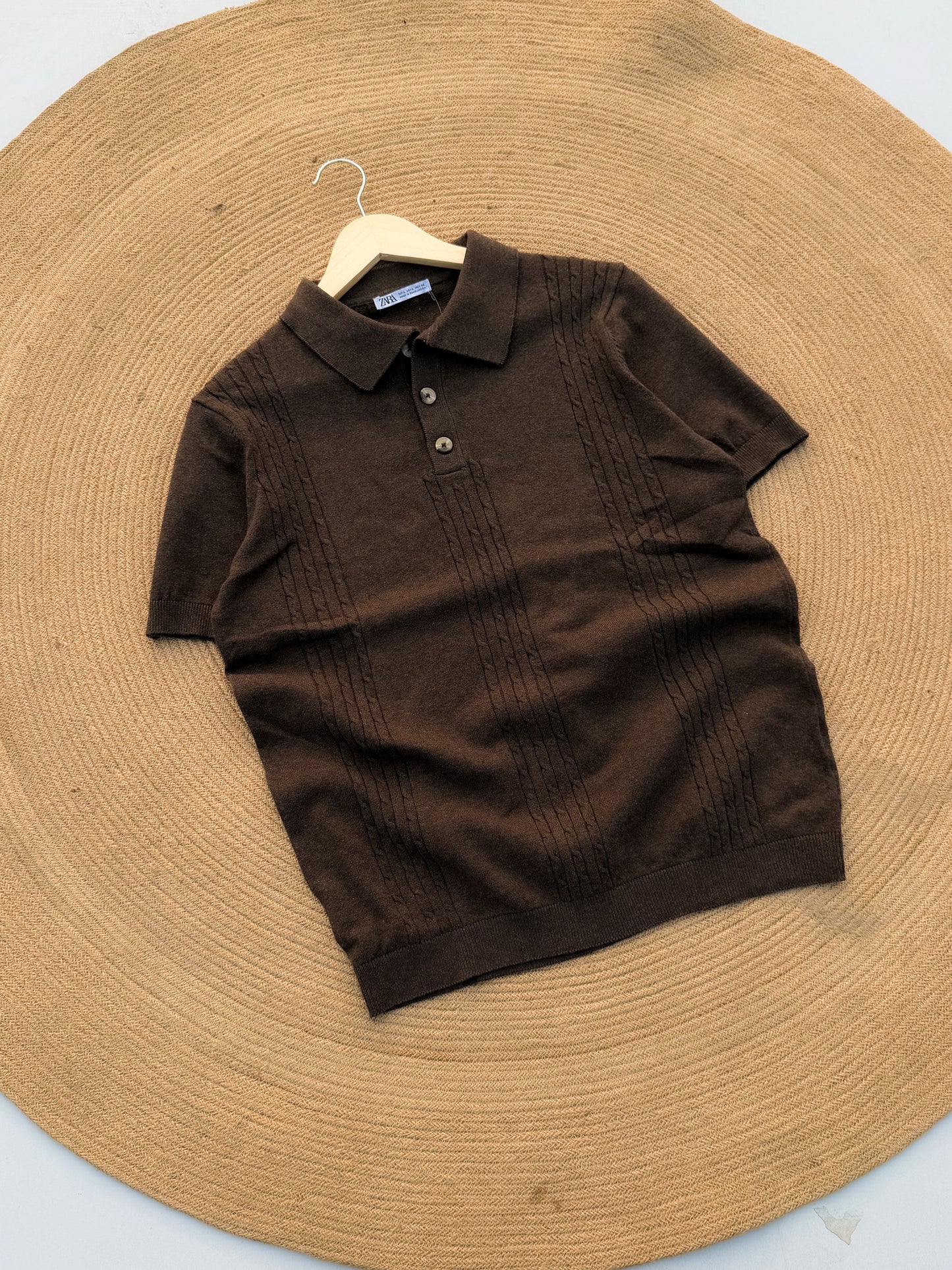 Velour Knit polo - Dark Chocolate