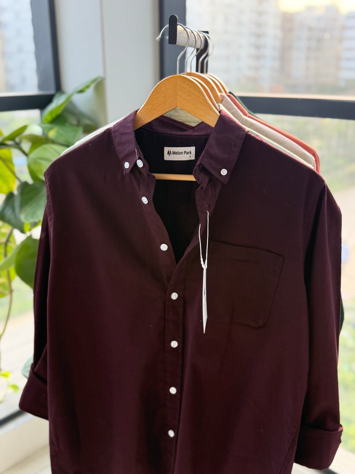 Chambray solid shirt - Wine