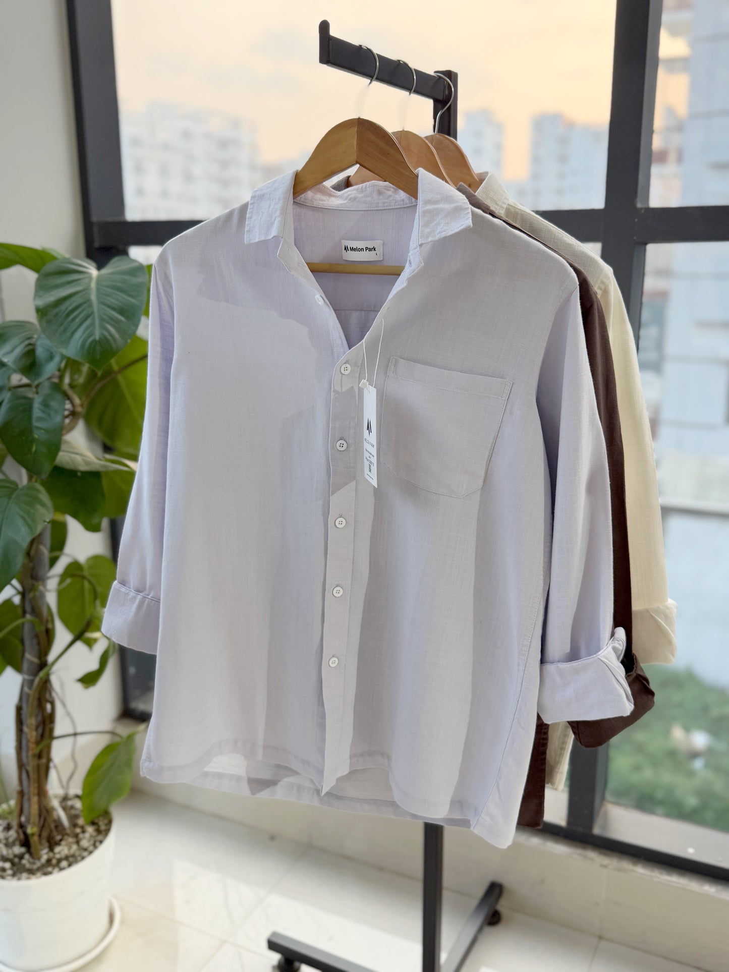 Drop-shoulder boxy shirt - Lavender