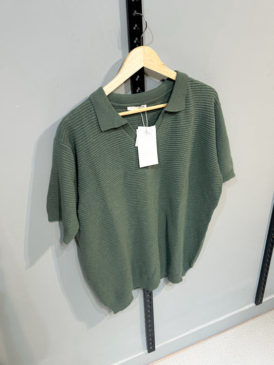 Knitted Polo - Sage Green