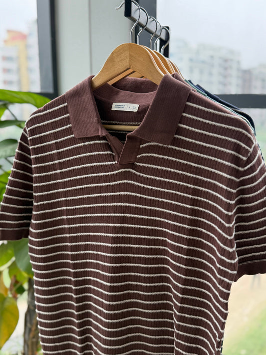 Cabana Knitted Polo - Chocolate