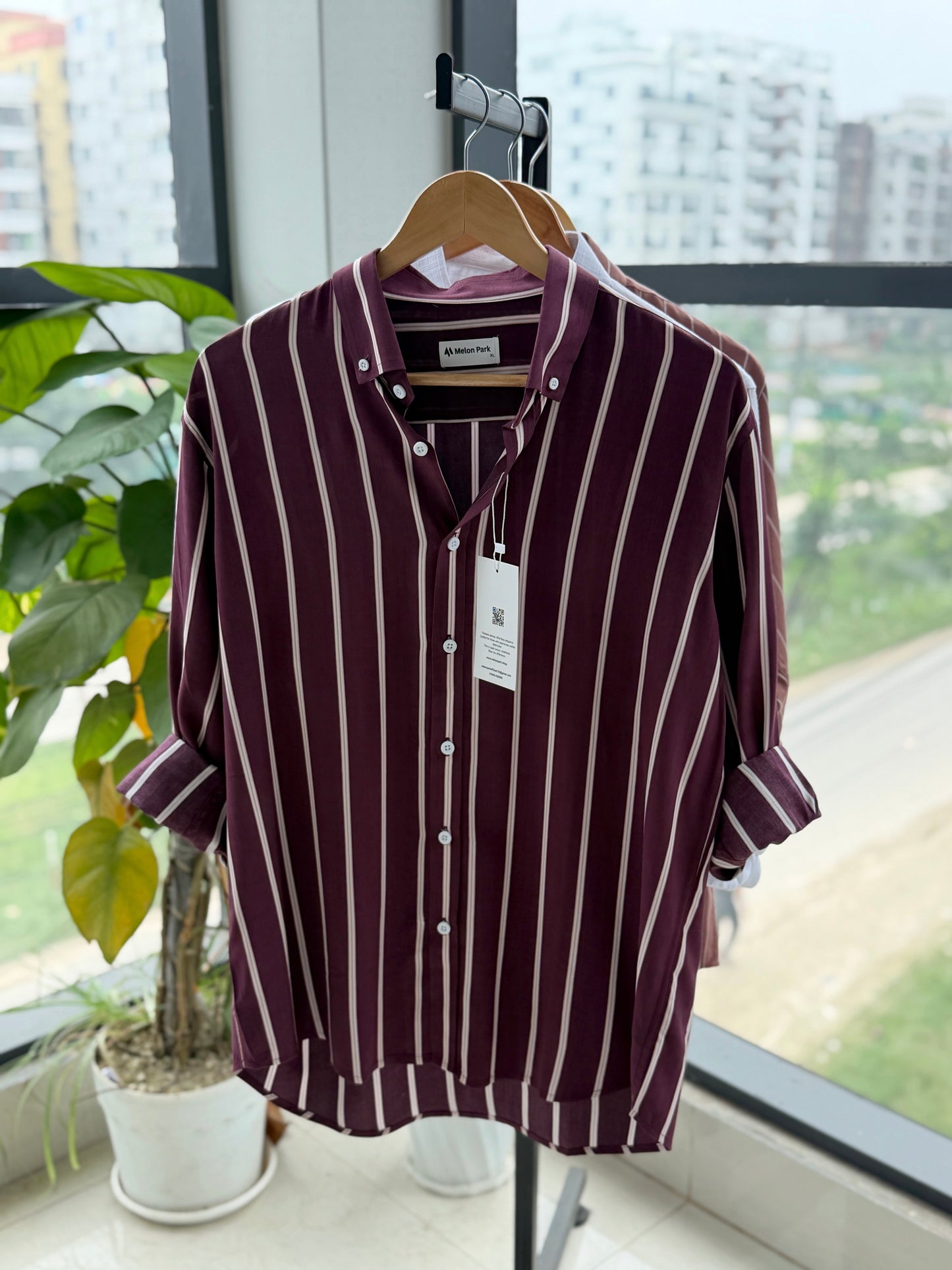 Gentle stripe shirt - Wine stripe