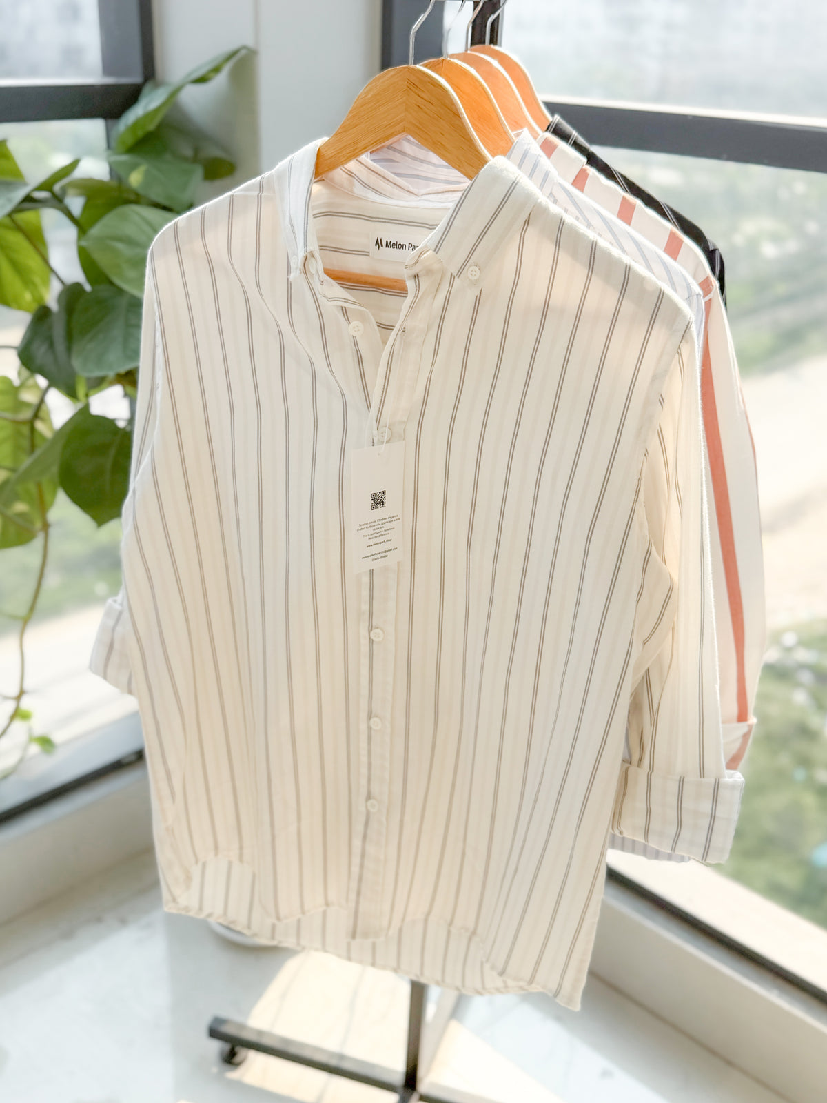 Gentle stripe shirt - Parchment Trace