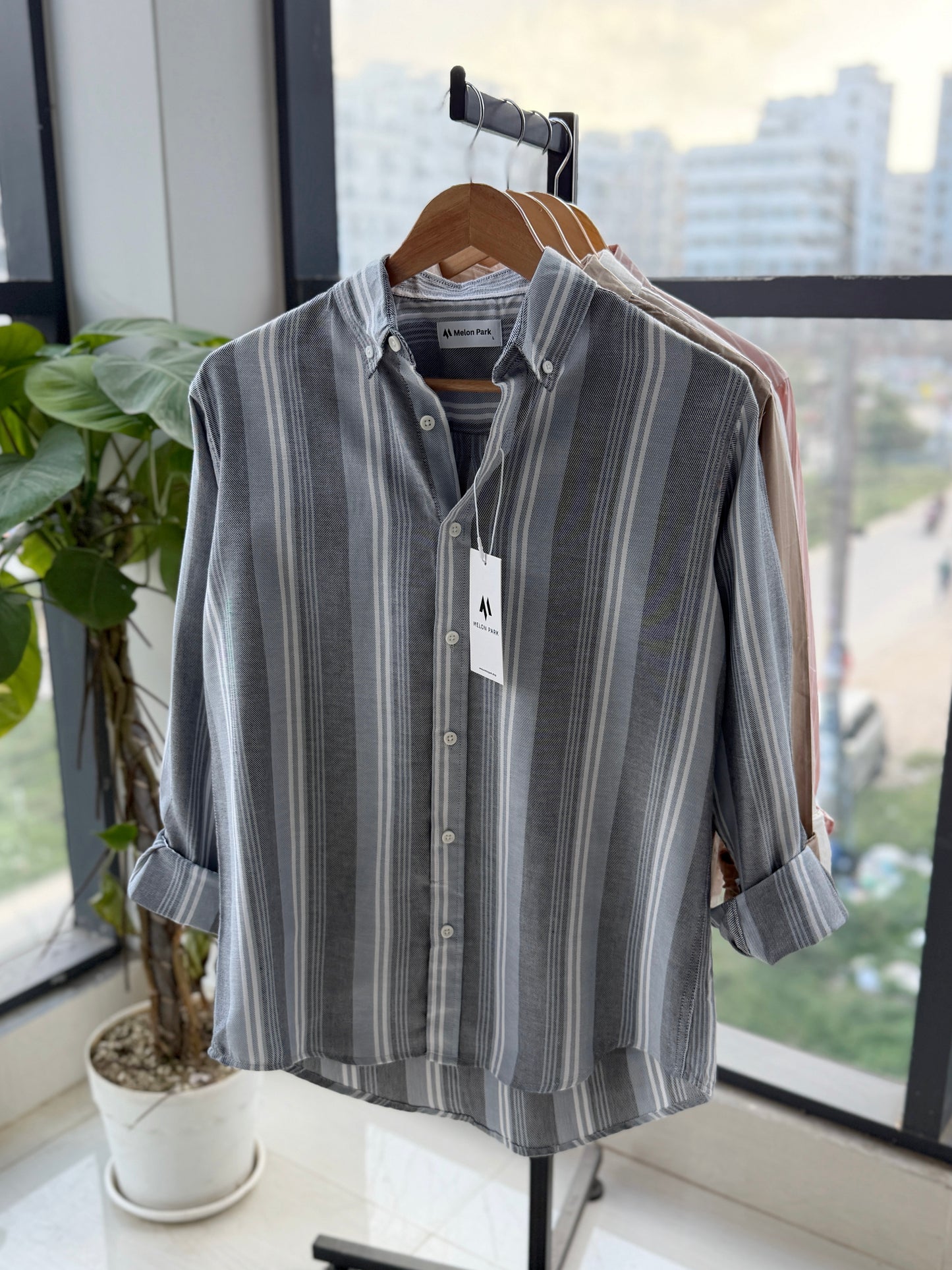 Gentle stripe shirt - Denim Mist