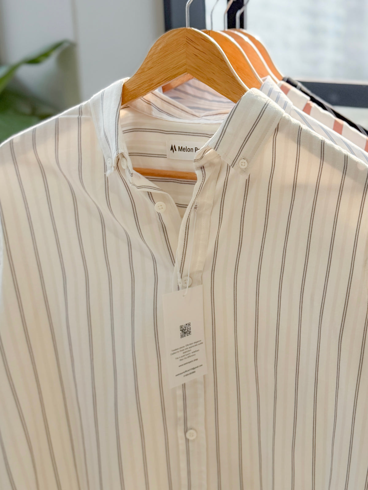 Gentle stripe shirt - Parchment Trace