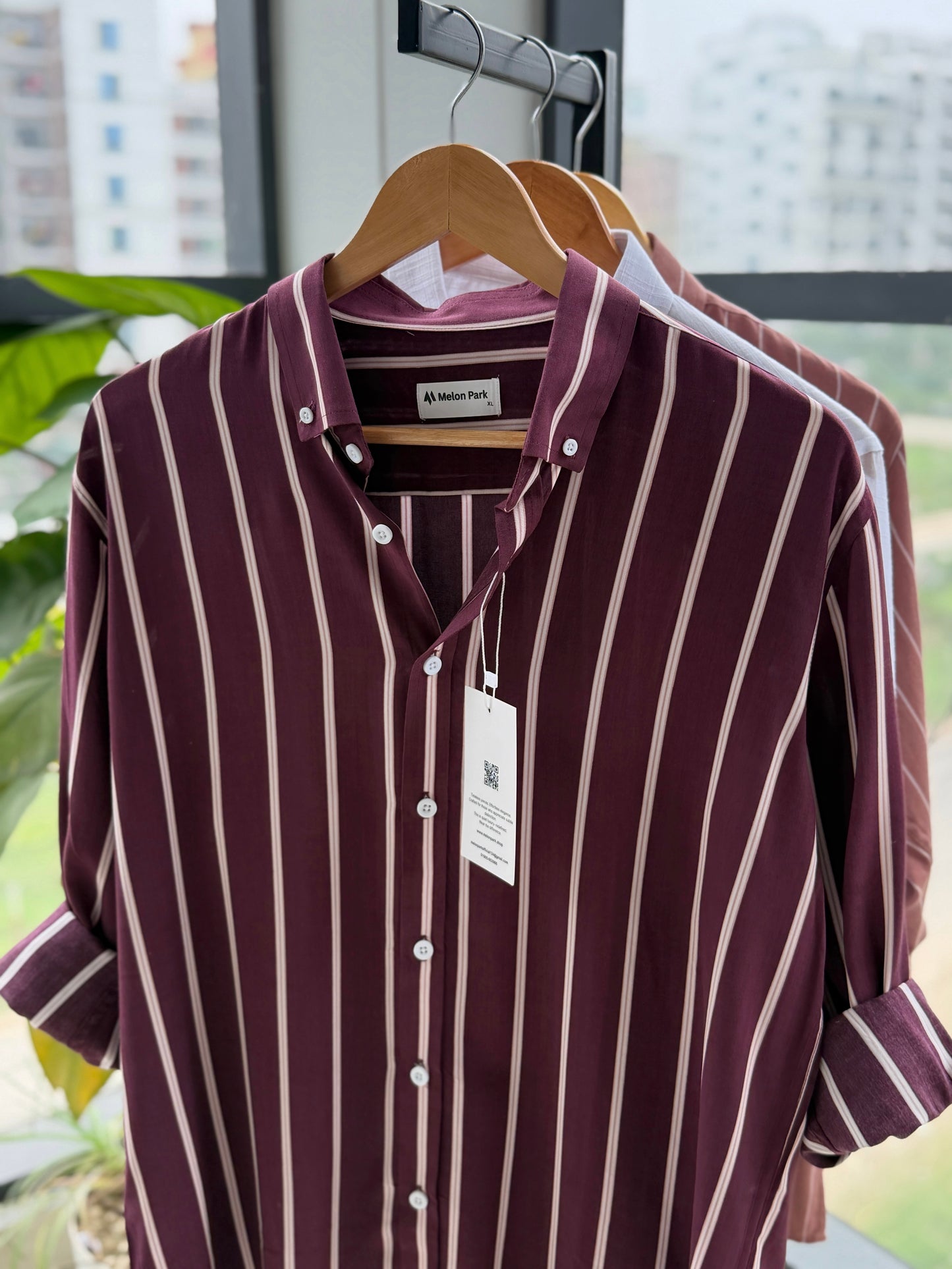 Gentle stripe shirt - Wine stripe