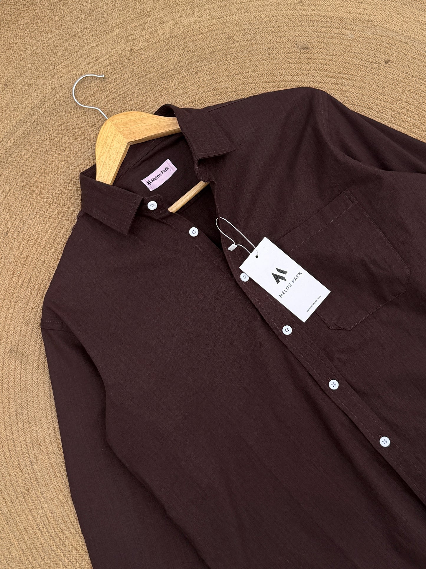 Drop-shoulder boxy shirt - Dark Chocolate