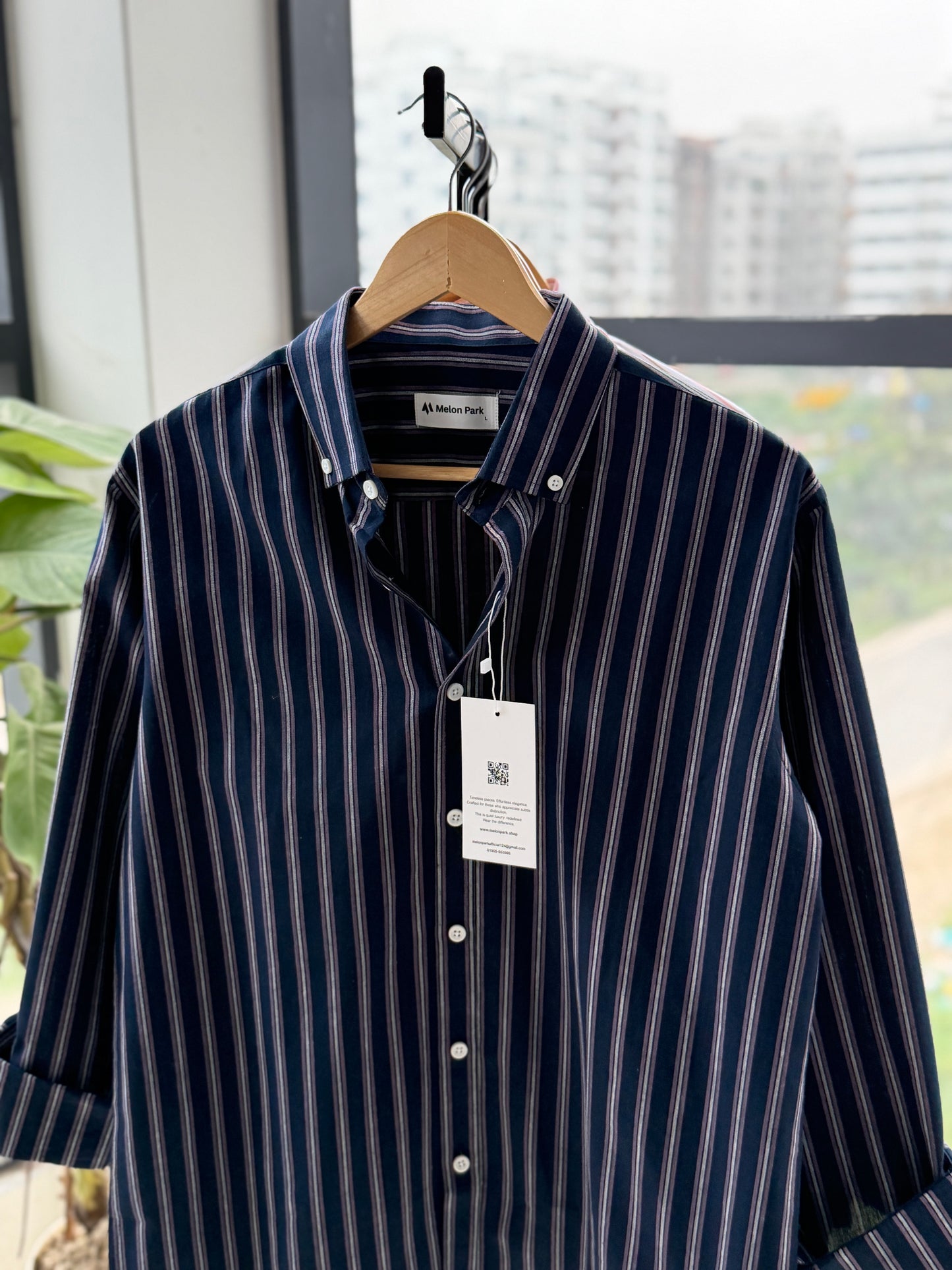 Gentle stripe shirt - Midnight Chalk stripe
