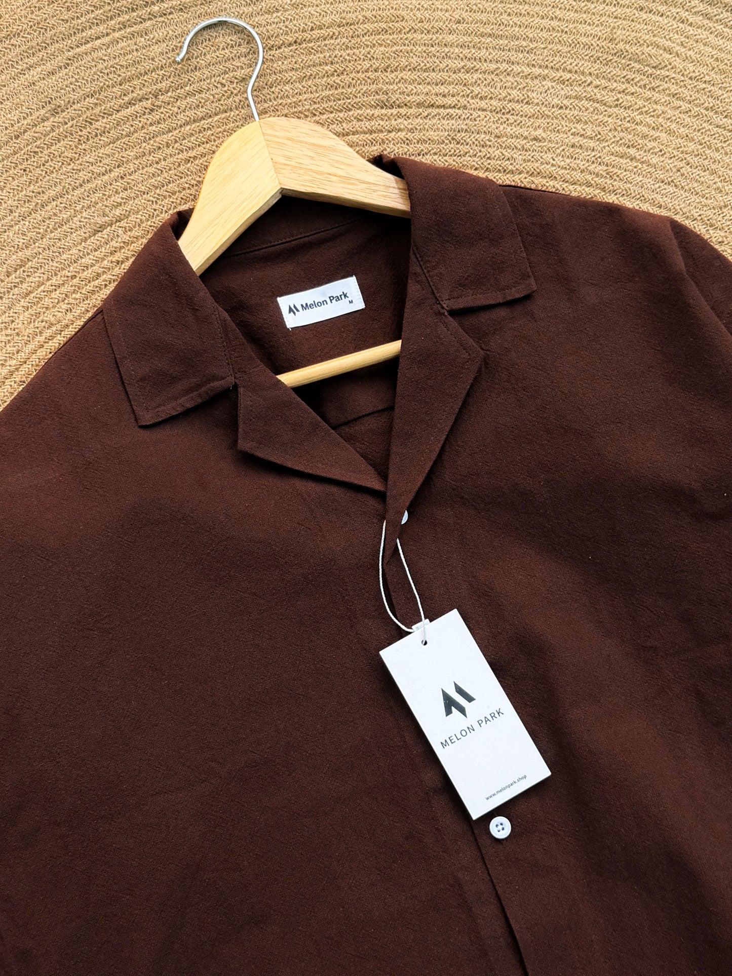 Drop-shoulder Cuban full sleeve shirt - Chocolate