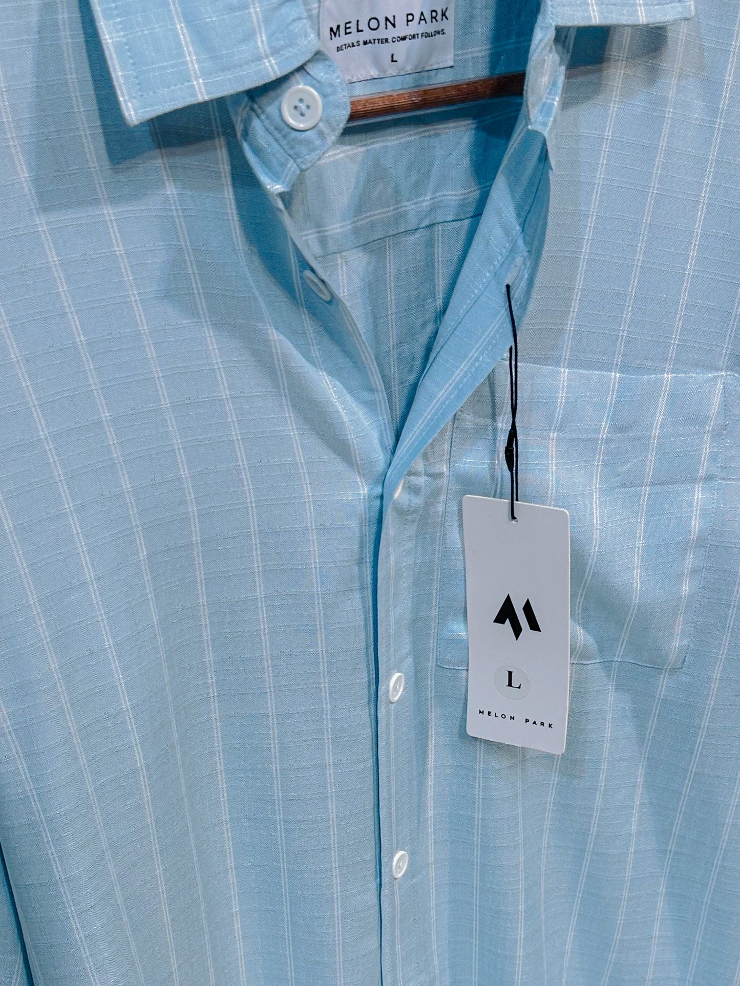 Old Money Full sleeve shirt - Aqua stripe