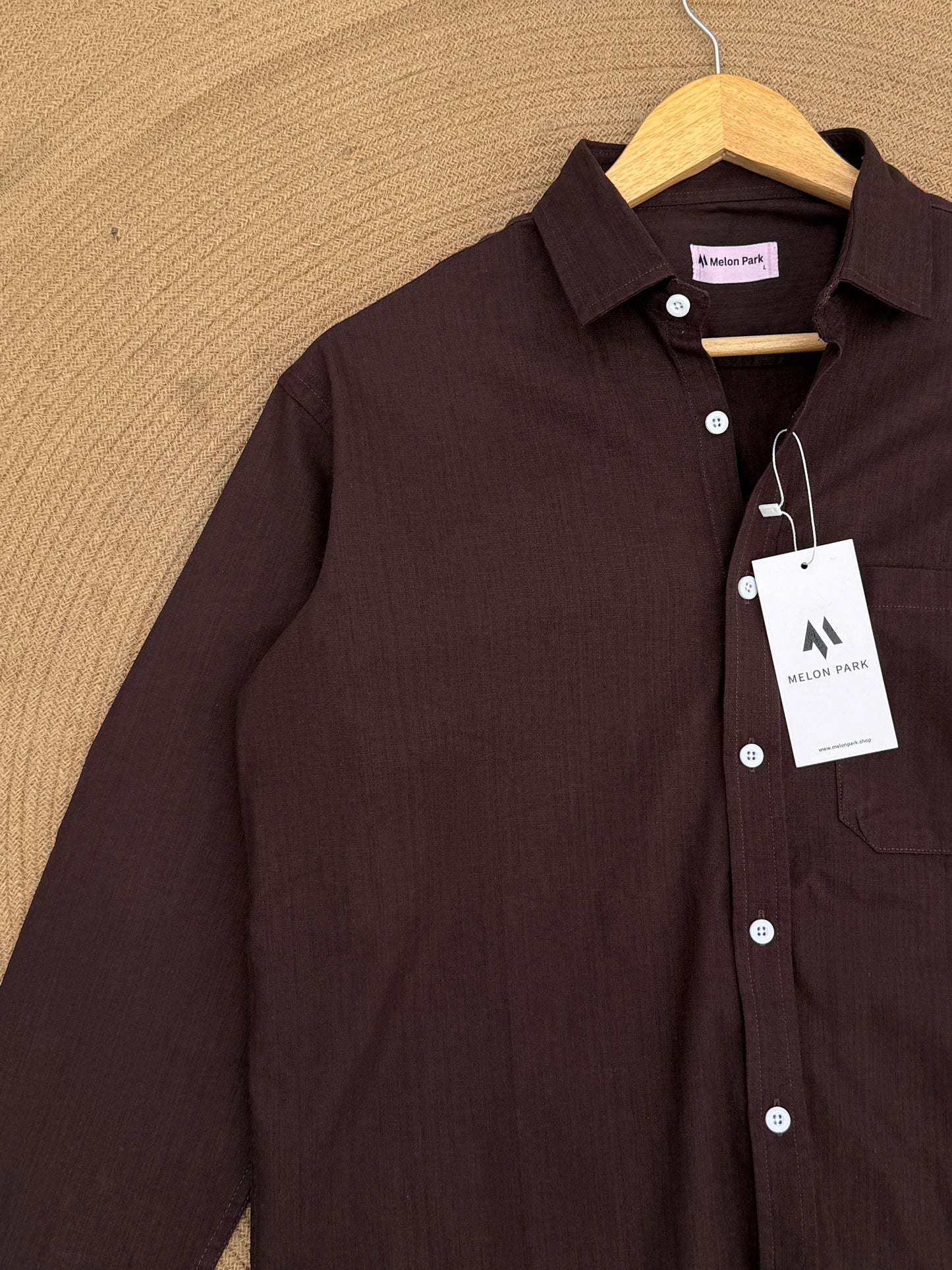 Drop-shoulder boxy shirt - Dark Chocolate