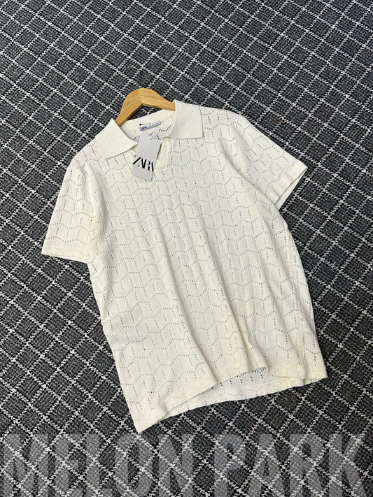 White Knitted Polo
