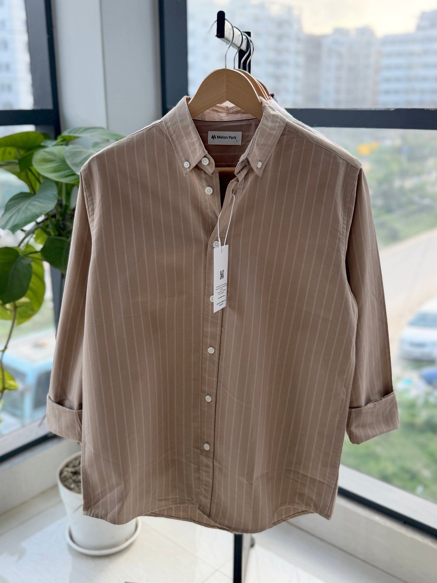 Gentle stripe shirt - Beige stripe