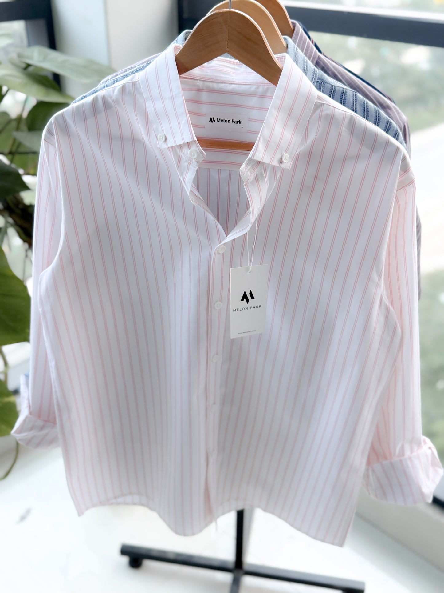 Gentle stripe shirt - Soft Pink Track stripe