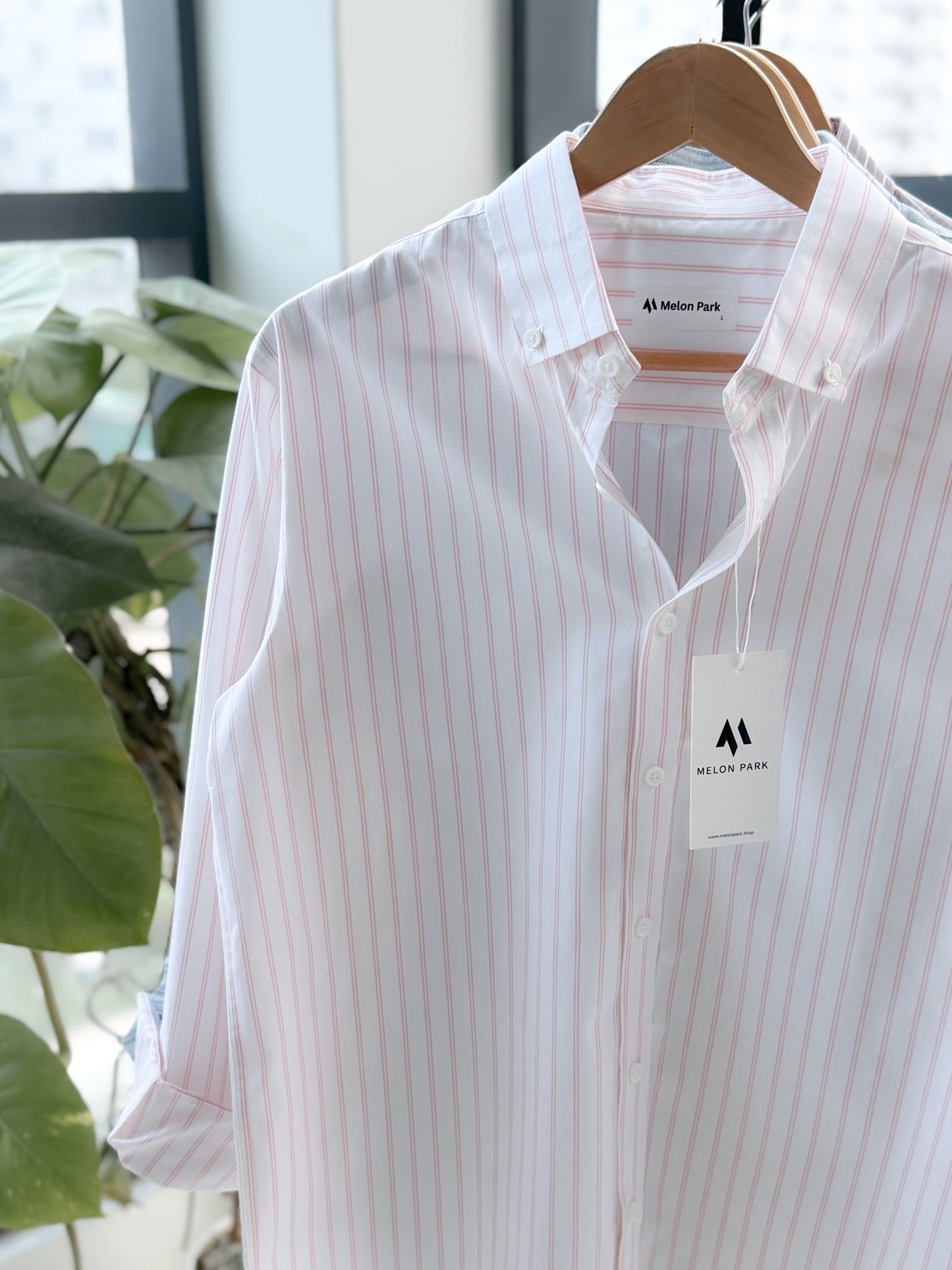 Gentle stripe shirt - Soft Pink Track stripe