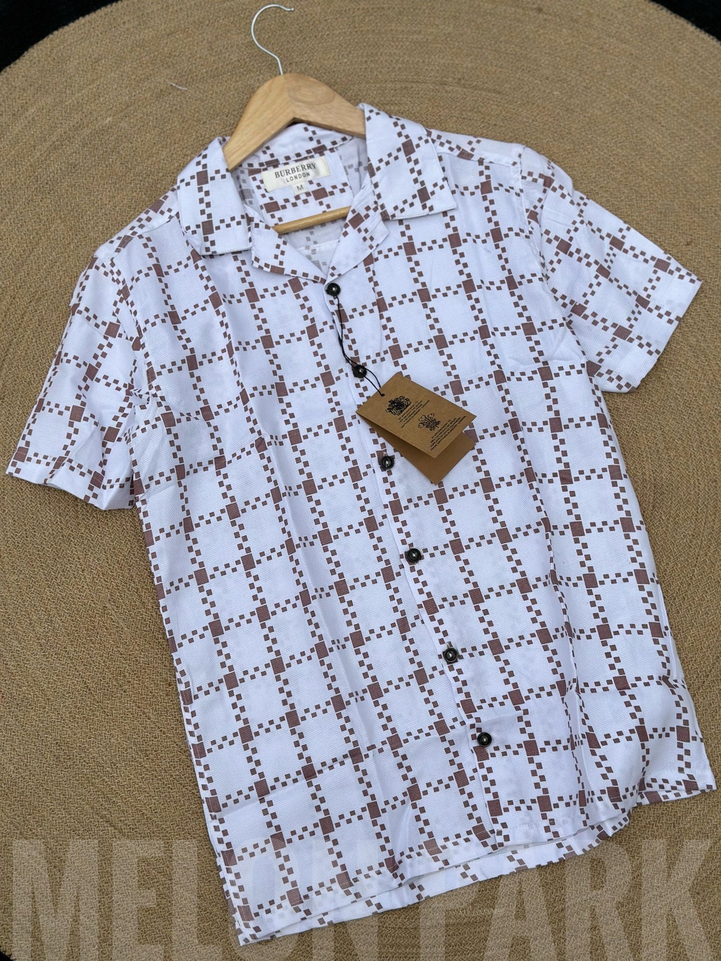 Peach Cheque Cuban Half Shirt