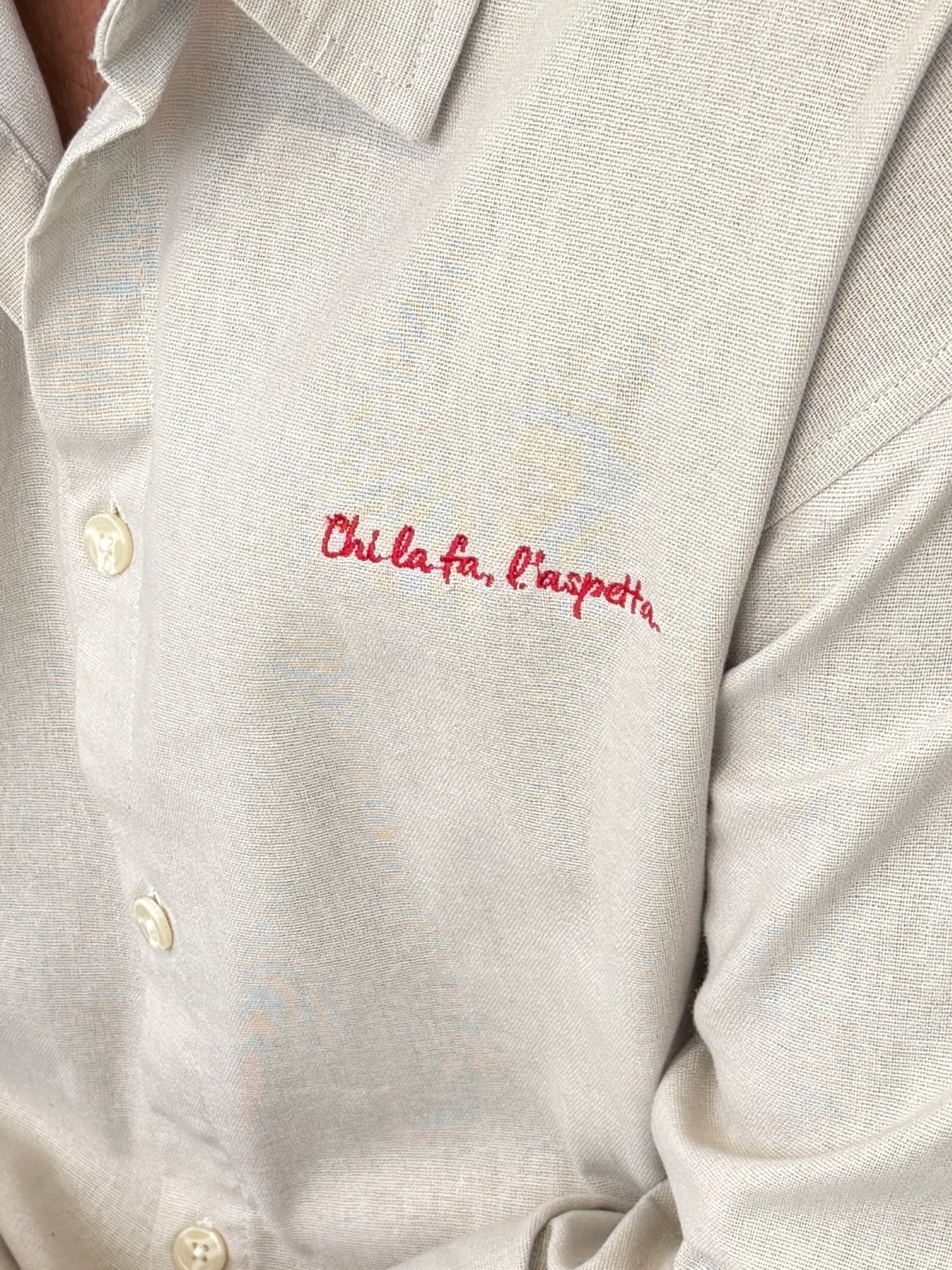 Embroidery Oversized Baggy shirt - Off White