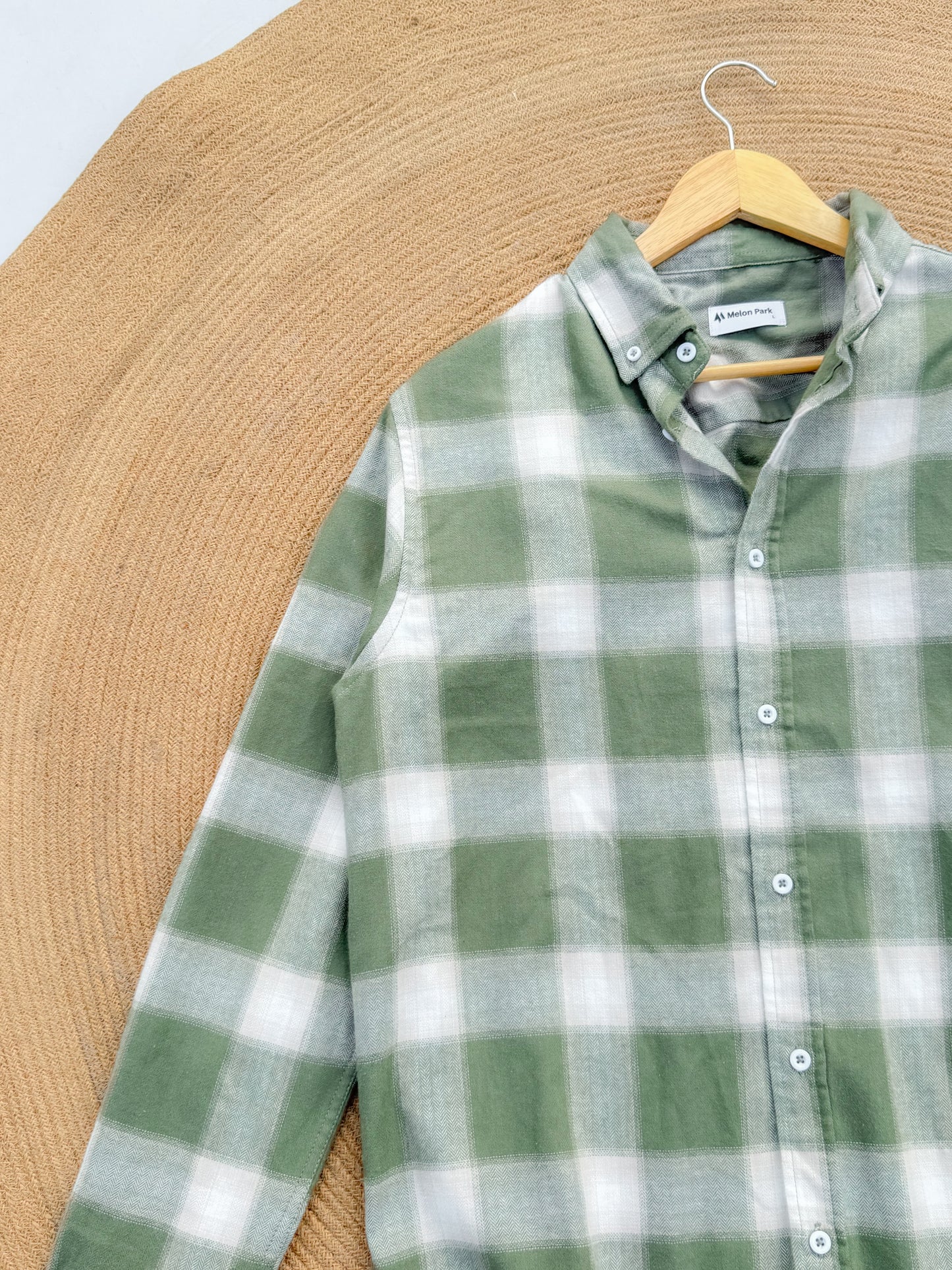 Gentle Check shirt - Macha Mist