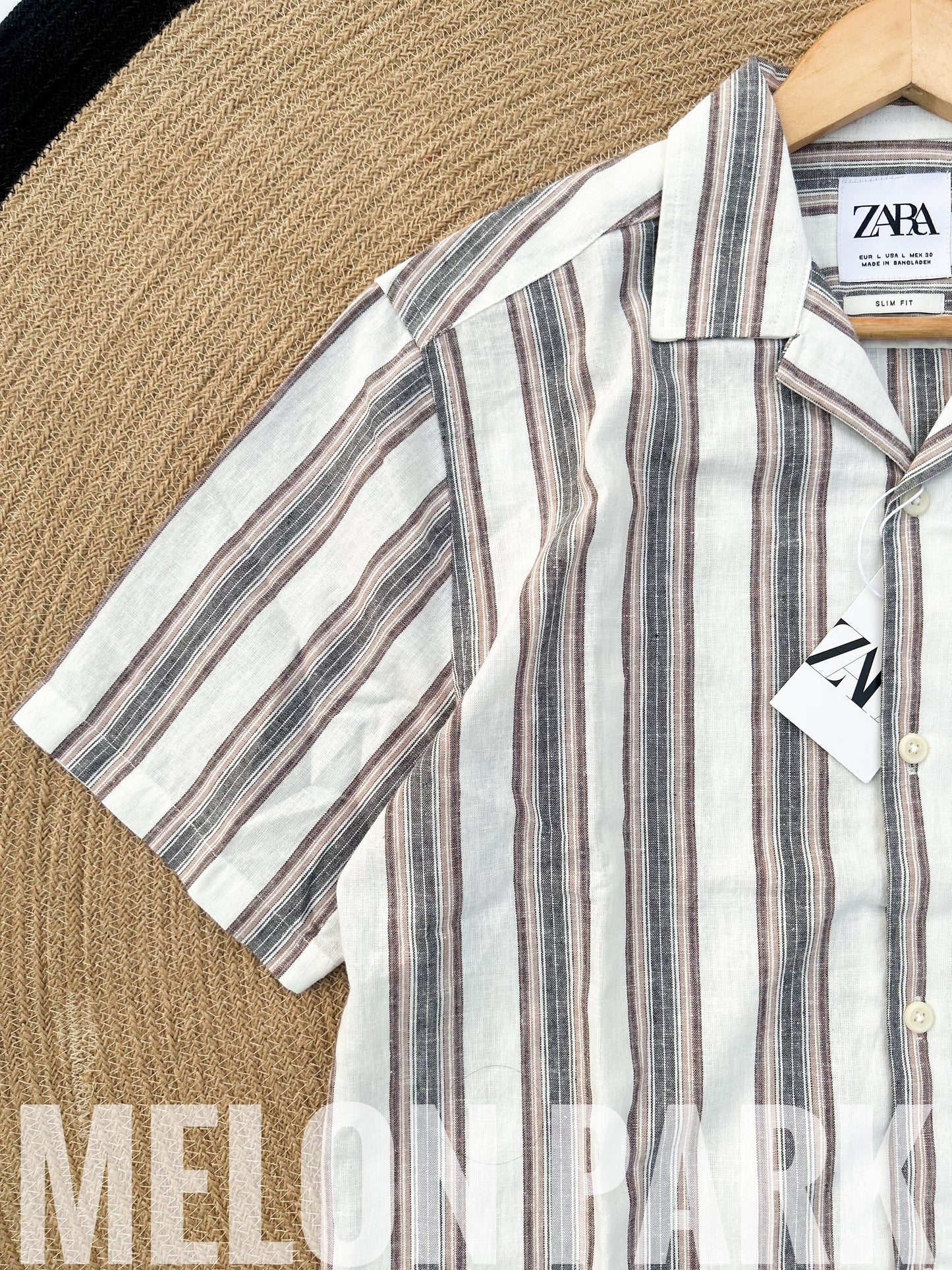 Base stripe Old Money Cuban Shirt