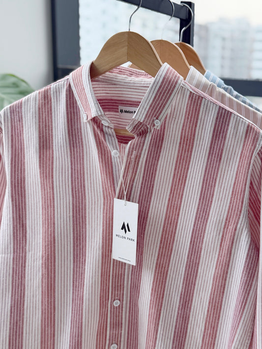 Gentle stripe shirt - Rosewood