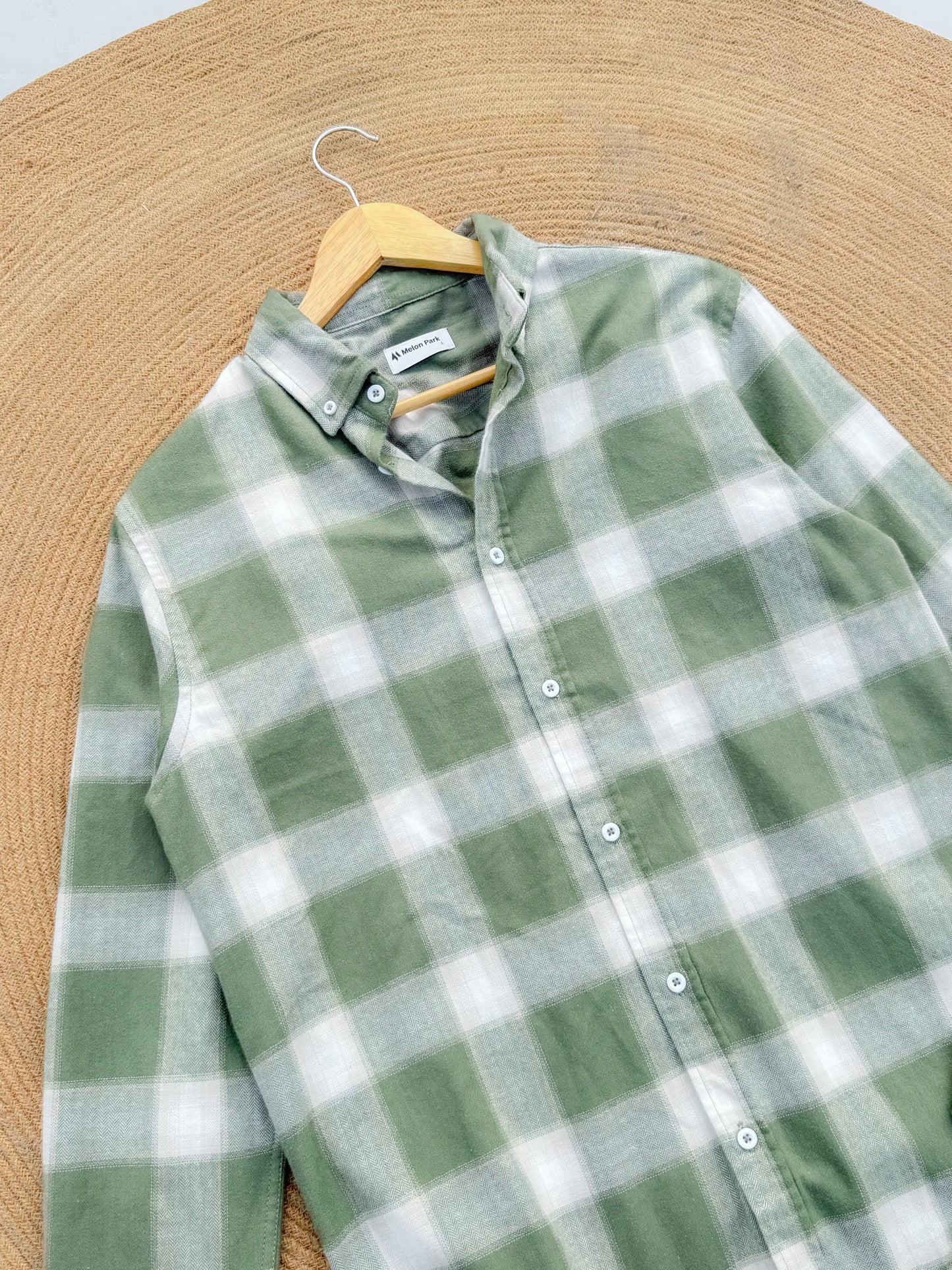 Gentle Check shirt - Macha Mist