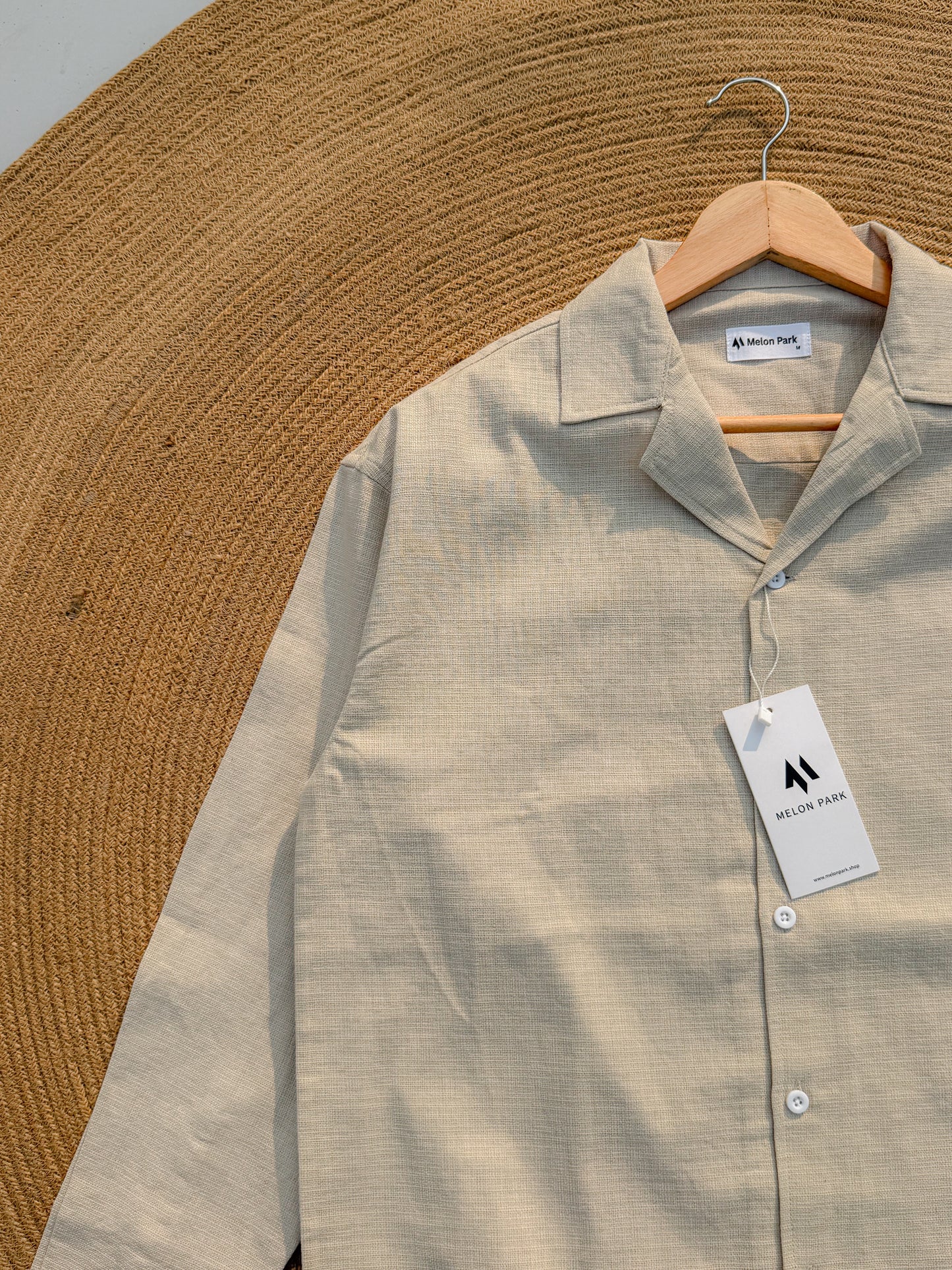 Drop-shoulder Cuban full sleeve shirt - Crafted Off White