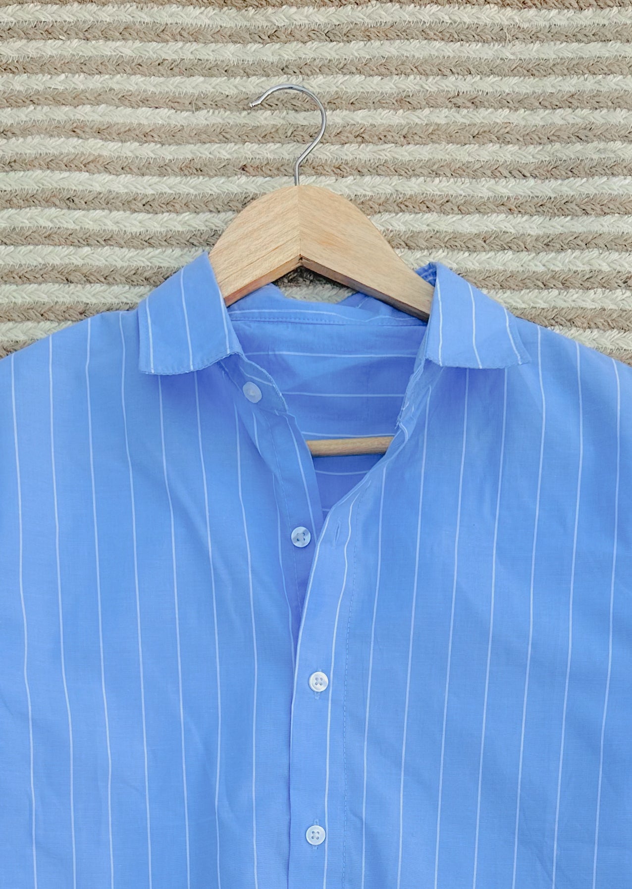 Gentle stripe shirt - Sky Blue Big Stripe