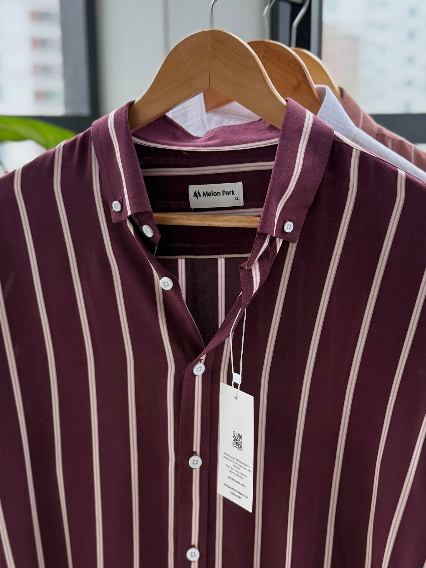 Gentle stripe shirt - Wine stripe