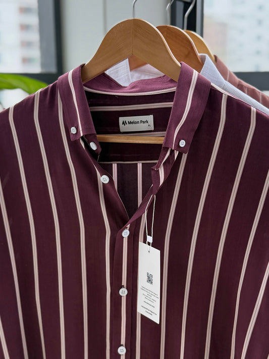 Gentle stripe shirt - Wine stripe