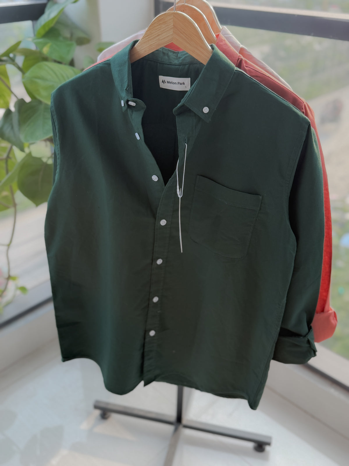 Chambray solid shirt - Bottle Green