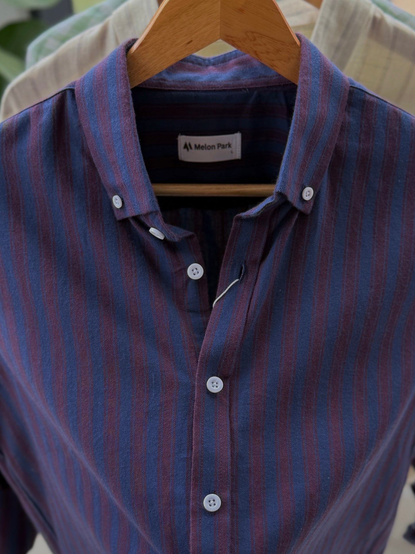 Gentle stripe shirt - Oxblood Indigo