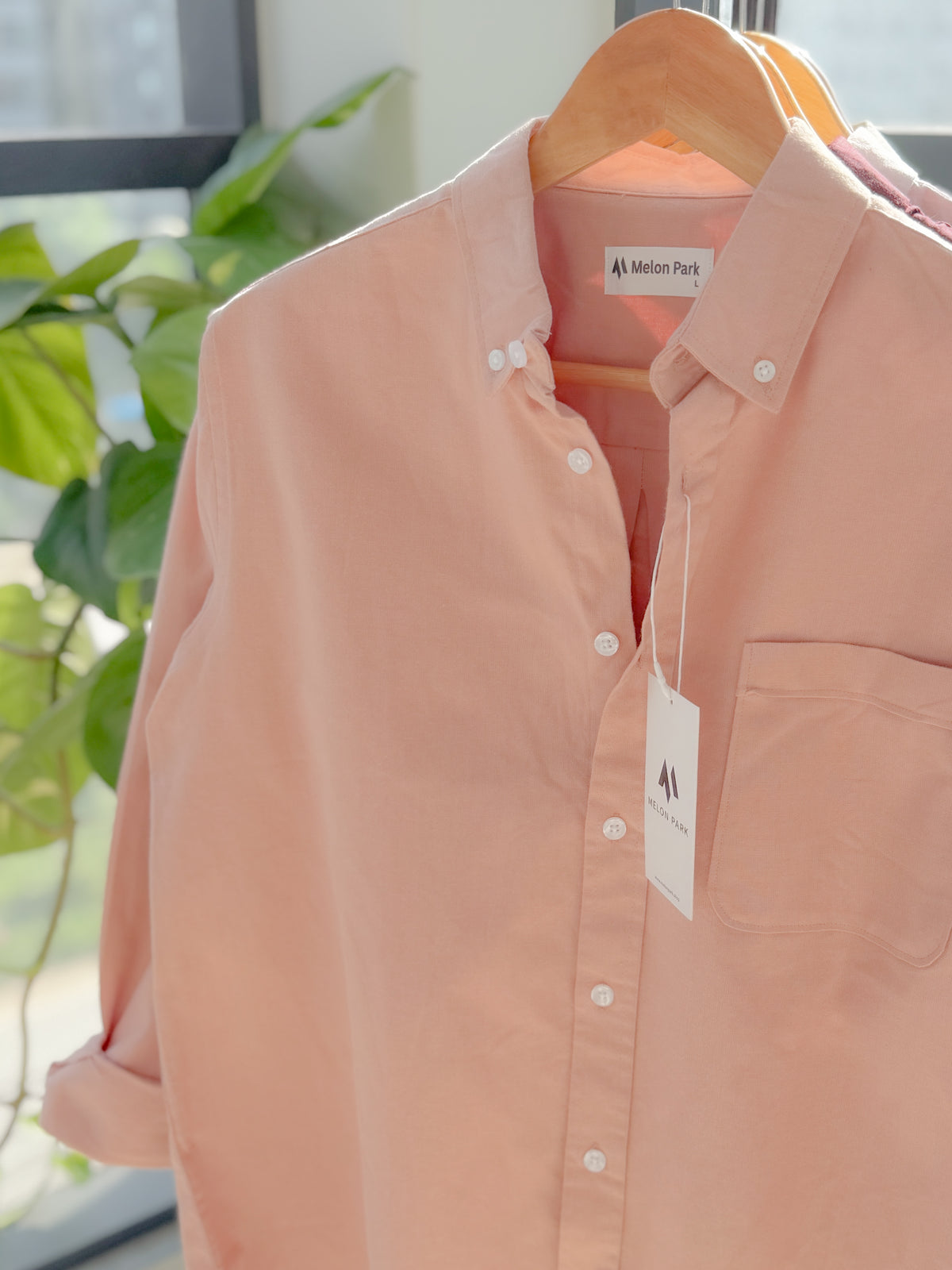 Chambray solid shirt - Light Peach