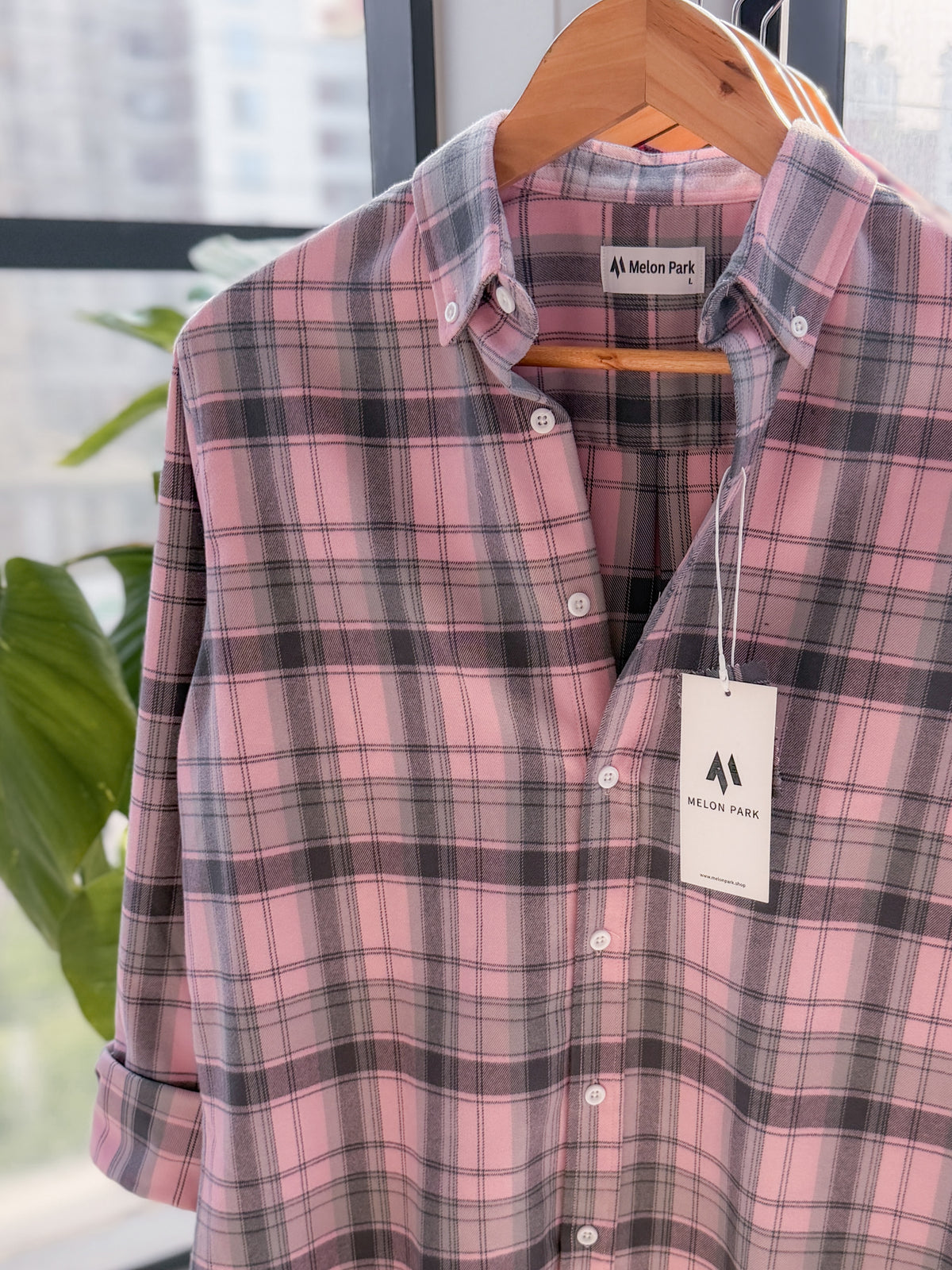Gentle check shirt - Dusty Coral