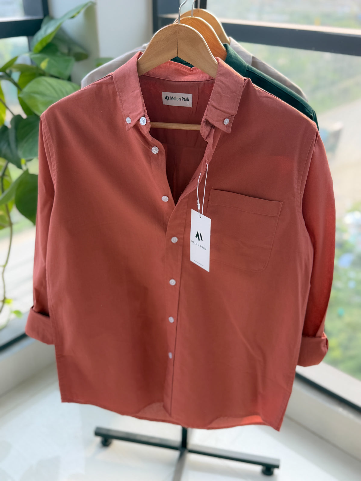 Chambray solid shirt - Brick