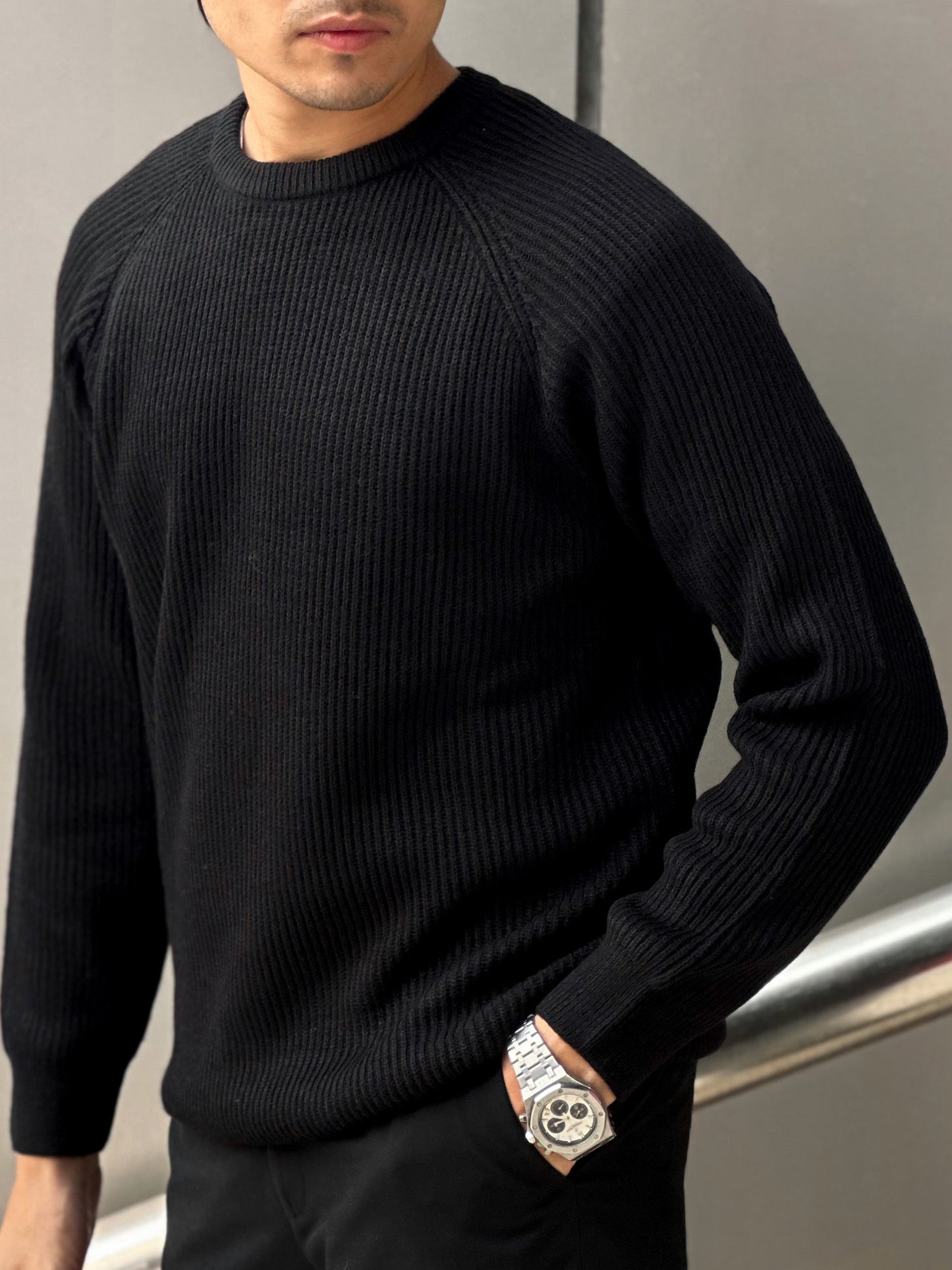 Knitted Signature Sweatshirt - Black