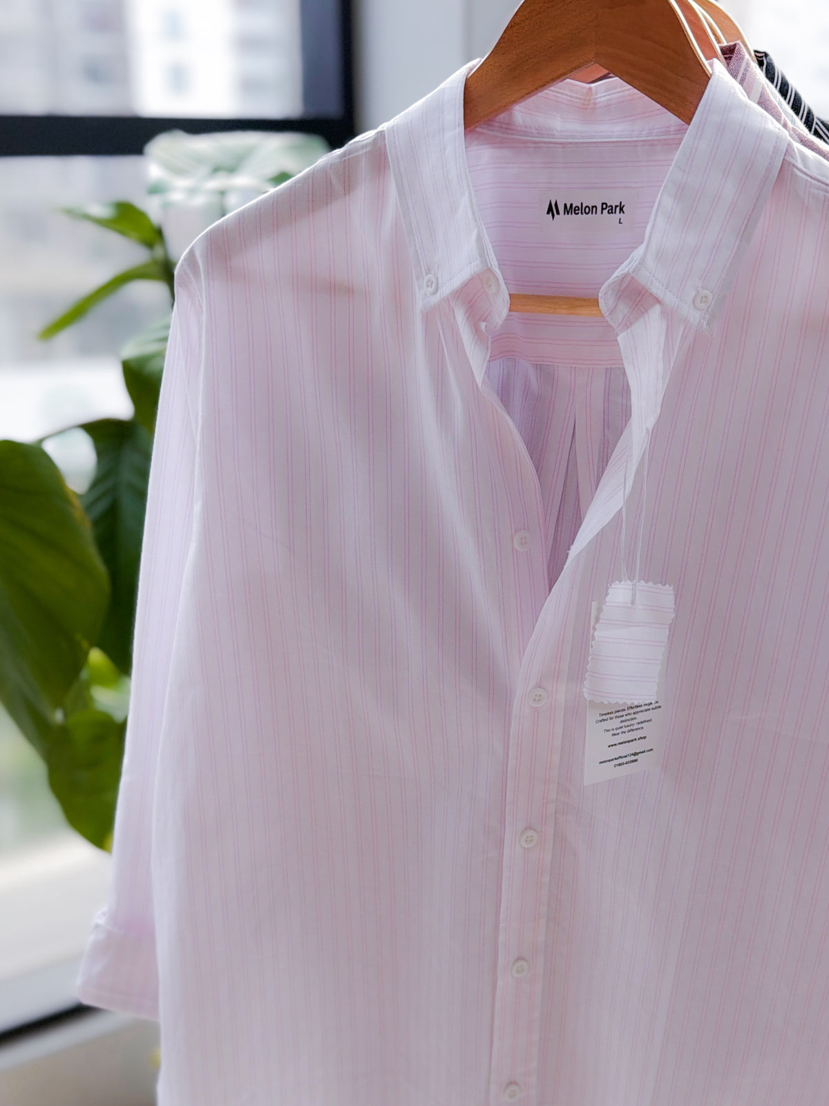 Gentle stripe shirt - White & Soft Pink stripe