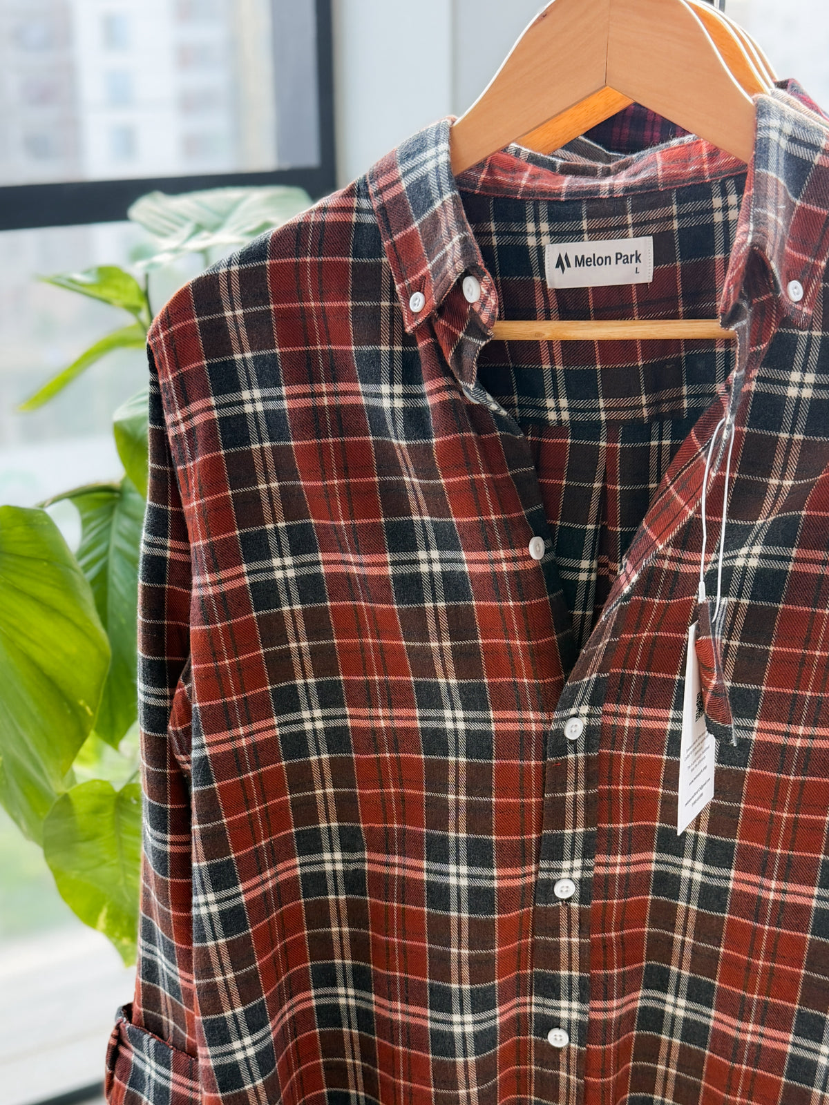 Gentle check shirt - Brick Mahogany