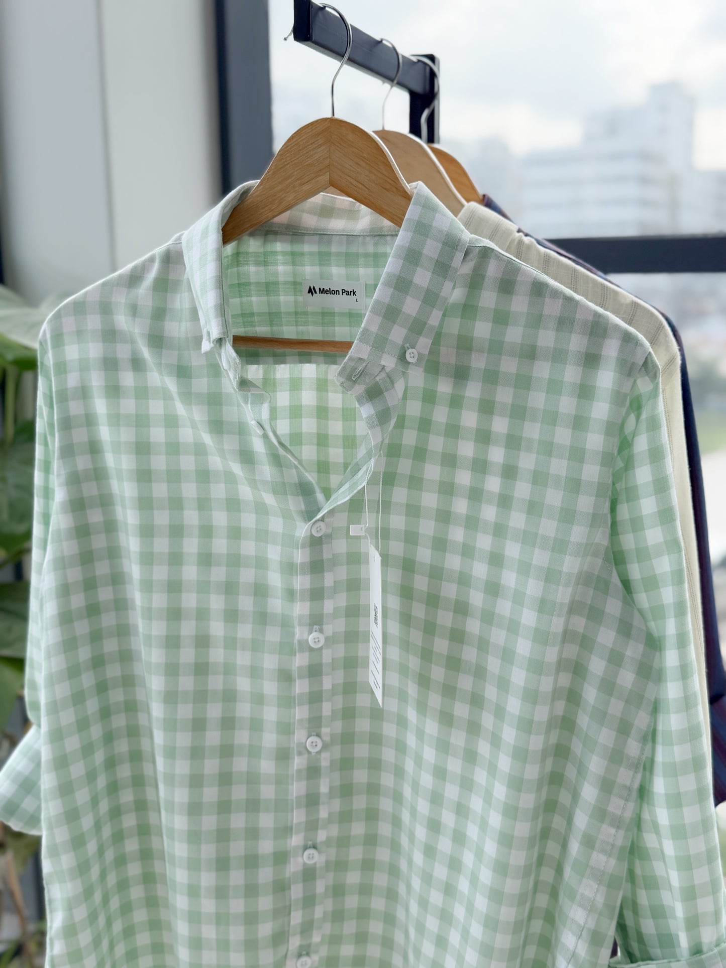 Gentle check shirt - Mint drift