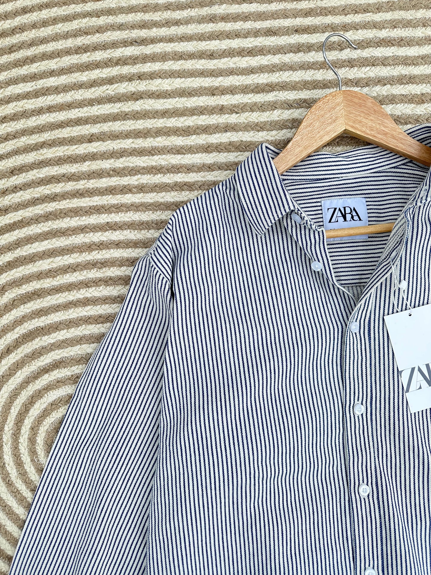 Rich Full Sleeve - White with Blue stripe