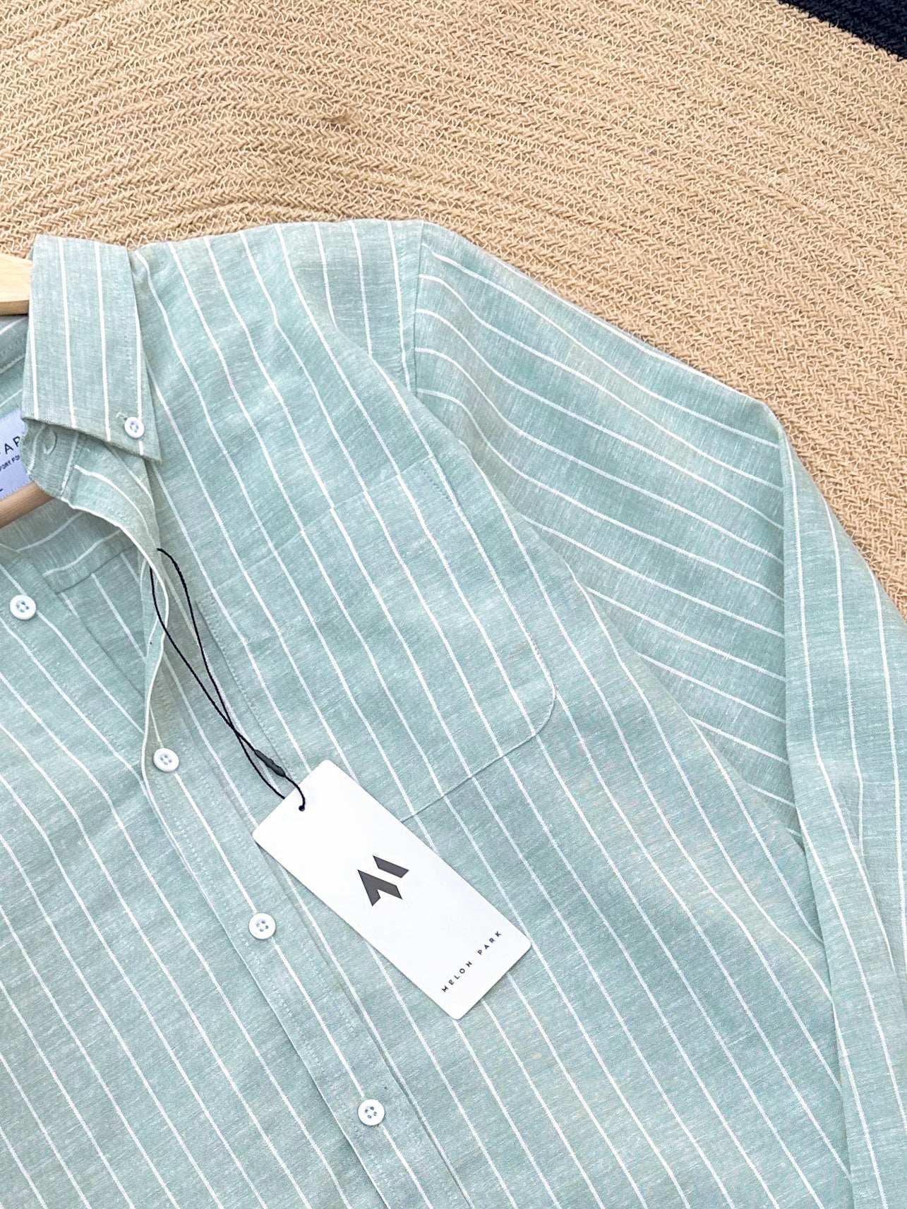 Linen Full sleeve Shirt- Mint Stripe